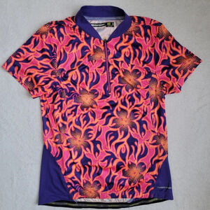 Nishiki Womens Bike Bicycle Shirt Bright Pink Purple Pockets EUC Size M